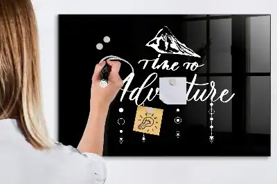 Magnetisch planbord voor de muur van bedrukt glas met Avontuur-ontwerp
