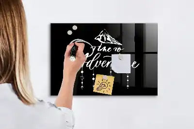 Magnetisch planbord voor de muur van bedrukt glas met Avontuur-ontwerp
