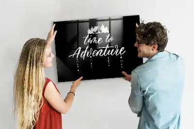 Glazen memobord met Tijd voor avontuur print inclusief neodymium magneten