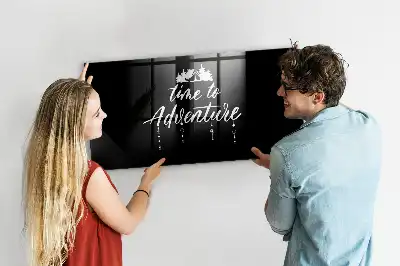 Glazen memobord met Tijd voor avontuur print inclusief neodymium magneten