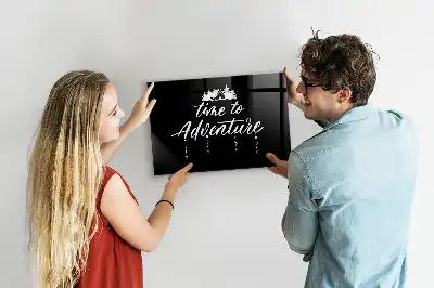 Glazen memobord met Tijd voor avontuur print inclusief neodymium magneten