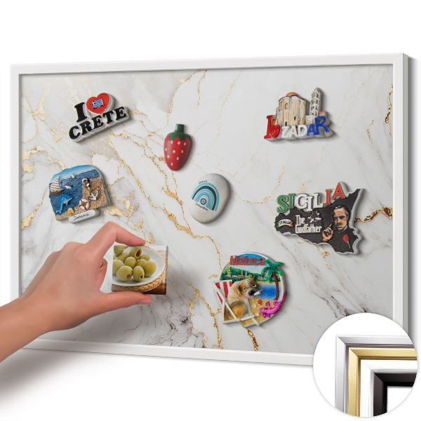 Magnetisch bord met witte rand Stijlvolle marmersteen