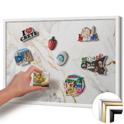 Magnetisch bord met witte rand Stijlvolle marmersteen