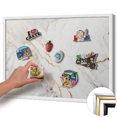 Magnetisch bord met witte rand Stijlvolle marmersteen