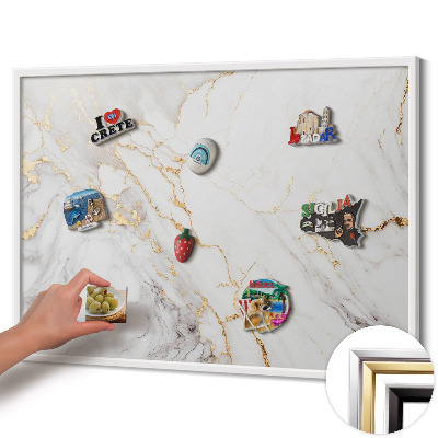 Magnetisch bord met witte rand Stijlvolle marmersteen