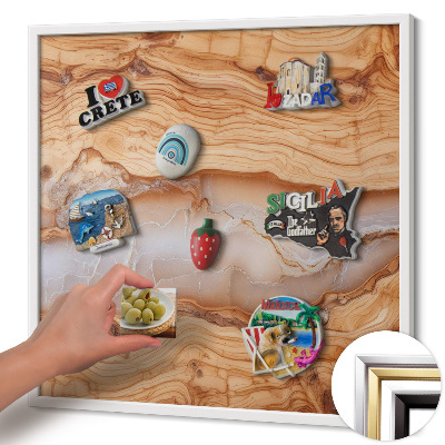 Magnetisch bord met witte rand Houtstructuur met hars
