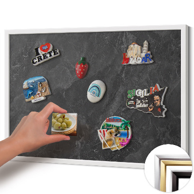 Magnetisch bord met witte rand Donkere steenstructuur