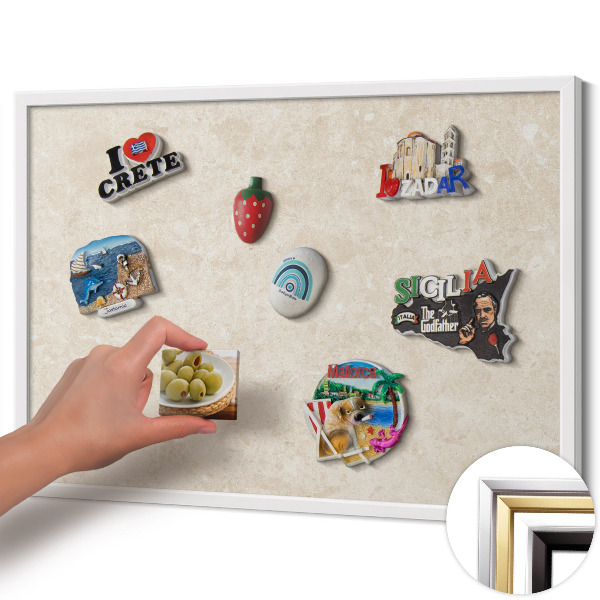 Magnetisch bord met witte rand Elegante lichte steen