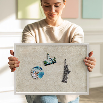 Magnetisch bord met witte rand Elegante lichte steen