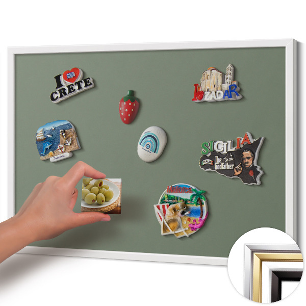Magnetisch bord met witte rand Kleur olijfgroen