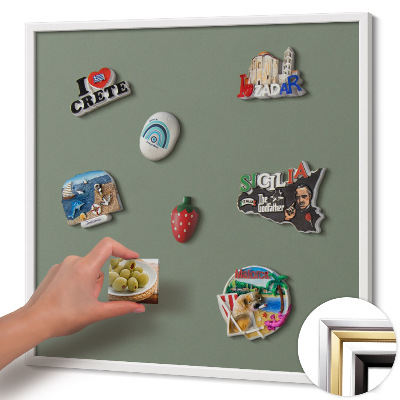 Magnetisch bord met witte rand Kleur olijfgroen