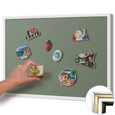 Magnetisch bord met witte rand Kleur olijfgroen