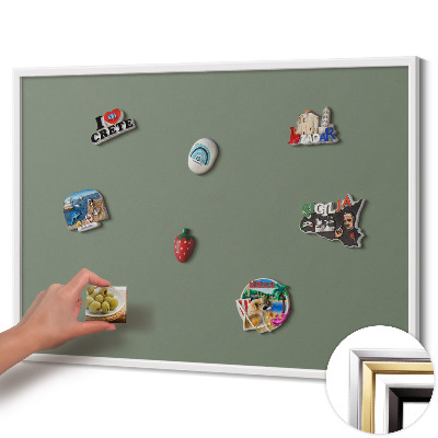 Magnetisch bord met witte rand Kleur olijfgroen