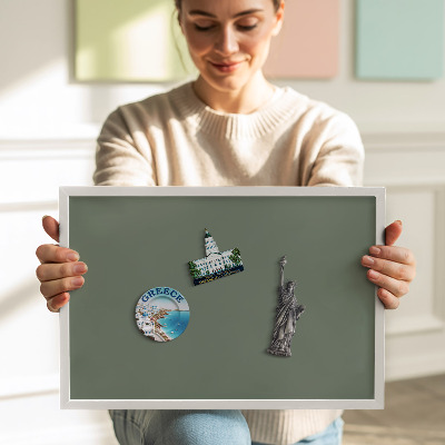 Magnetisch bord met witte rand Kleur olijfgroen