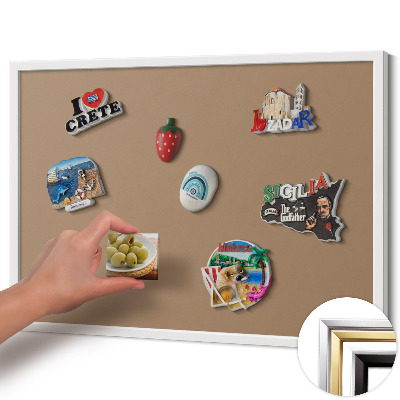 Magnetisch bord met witte rand Kleur lichtbruin