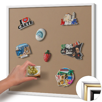 Magnetisch bord met witte rand Kleur lichtbruin
