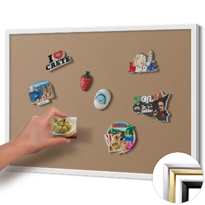 Magnetisch bord met witte rand Kleur lichtbruin