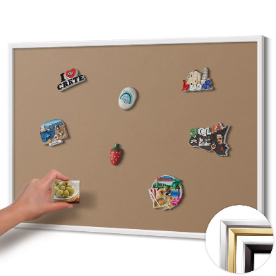 Magnetisch bord met witte rand Kleur lichtbruin