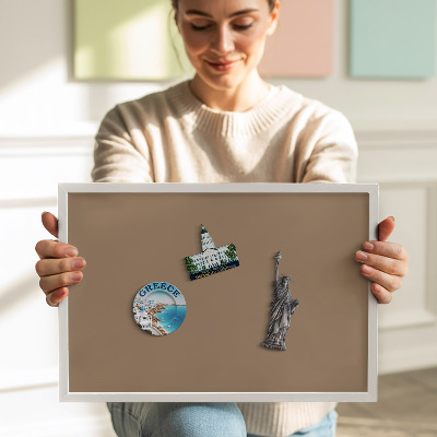 Magnetisch bord met witte rand Kleur lichtbruin