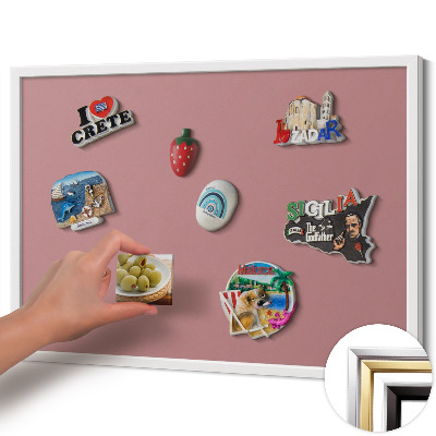 Magnetisch bord met witte rand Kleur pastelroze