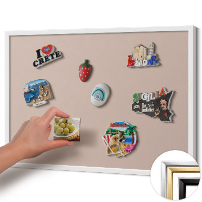 Magnetisch bord met witte rand Kleur poederroze beige