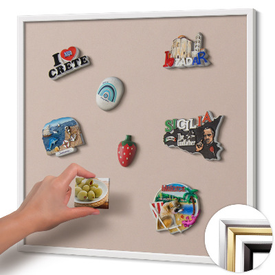 Magnetisch bord met witte rand Kleur poederroze beige