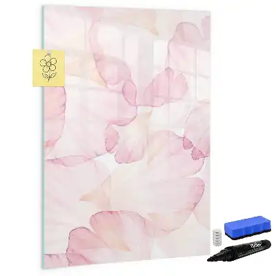 Glazen magneetbord met decoratieve print aquarel bloemblaadjes