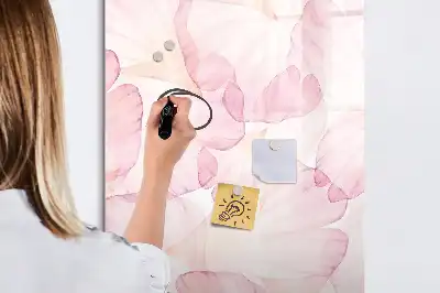Glazen magneetbord met decoratieve print aquarel bloemblaadjes
