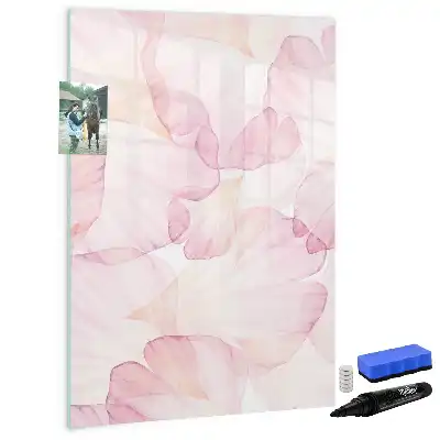 Glazen magneetbord met decoratieve print aquarel bloemblaadjes