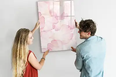 Glazen magneetbord met decoratieve print aquarel bloemblaadjes