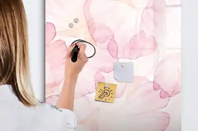 Glazen magneetbord met decoratieve print aquarel bloemblaadjes