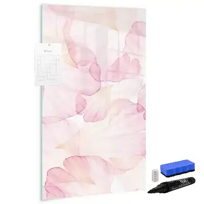Glazen magneetbord met decoratieve print aquarel bloemblaadjes