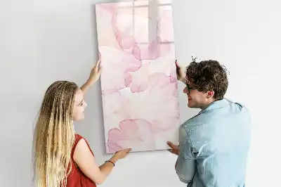 Glazen magneetbord met decoratieve print aquarel bloemblaadjes