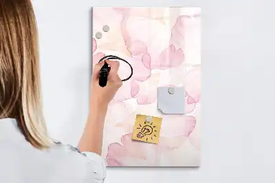Glazen magneetbord met decoratieve print aquarel bloemblaadjes
