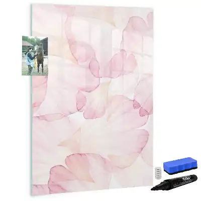 Glazen magneetbord met decoratieve print aquarel bloemblaadjes