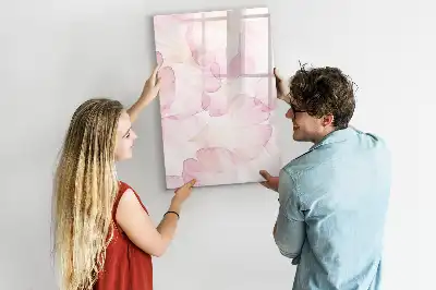 Glazen magneetbord met decoratieve print aquarel bloemblaadjes
