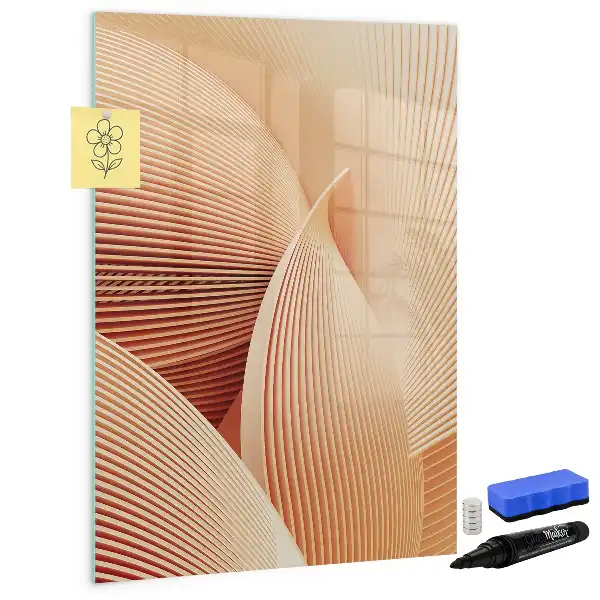 Glazen magneetbord met decoratieve print met abstract golfpatroon