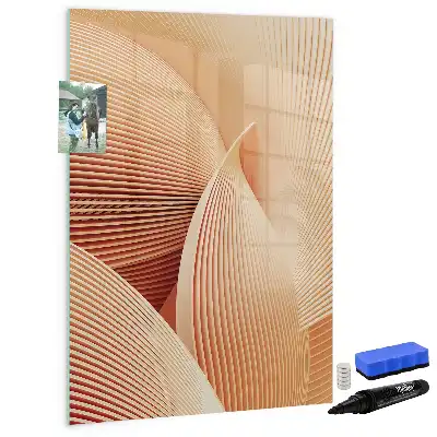 Glazen magneetbord met decoratieve print met abstract golfpatroon