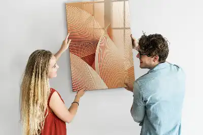 Glazen magneetbord met decoratieve print met abstract golfpatroon