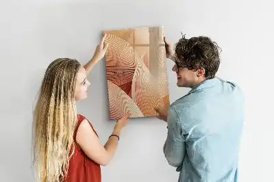 Glazen magneetbord met decoratieve print met abstract golfpatroon