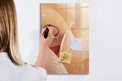 Glazen magneetbord met decoratieve print met abstract golfpatroon