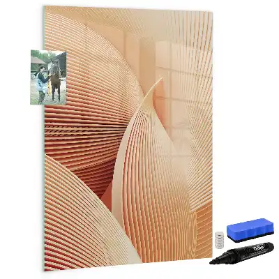 Glazen magneetbord met decoratieve print met abstract golfpatroon