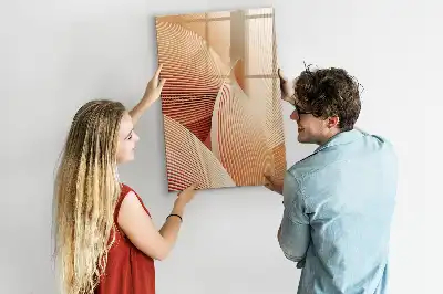 Glazen magneetbord met decoratieve print met abstract golfpatroon