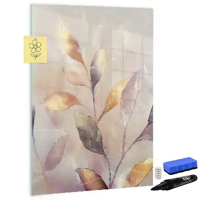 Magnetisch glazen memobord voor aan de muur met aquarel planten design