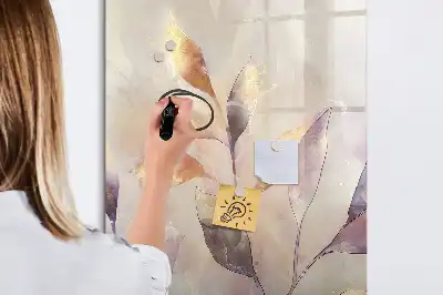 Magnetisch glazen memobord voor aan de muur met aquarel planten design