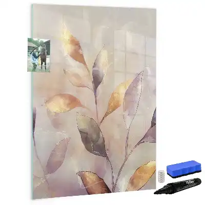 Magnetisch glazen memobord voor aan de muur met aquarel planten design