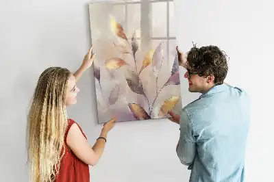 Magnetisch glazen memobord voor aan de muur met aquarel planten design