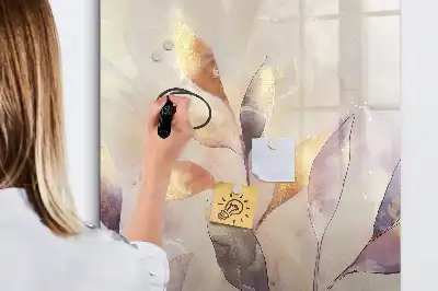 Magnetisch glazen memobord voor aan de muur met aquarel planten design