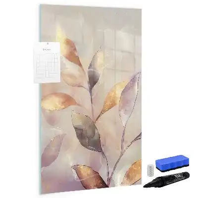 Magnetisch glazen memobord voor aan de muur met aquarel planten design
