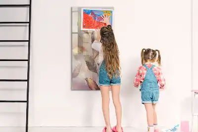Magnetisch glazen memobord voor aan de muur met aquarel planten design